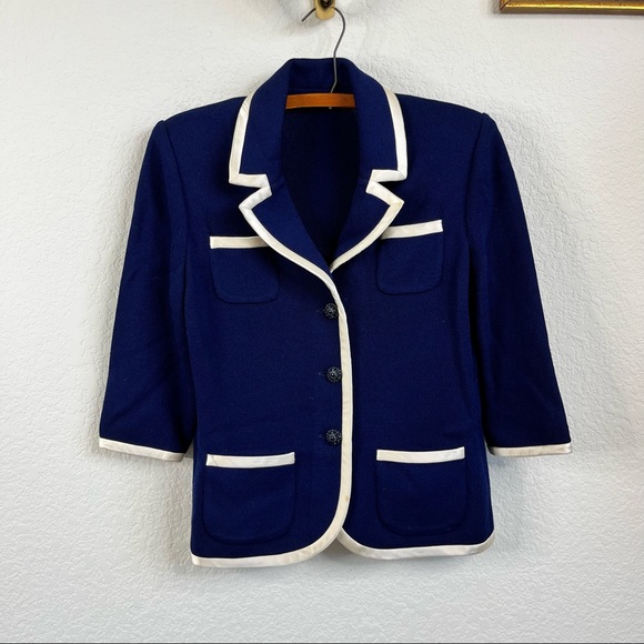 St. John Jackets & Blazers - St John RESORT Piped Sailor Cruise Santana Knit Blazer